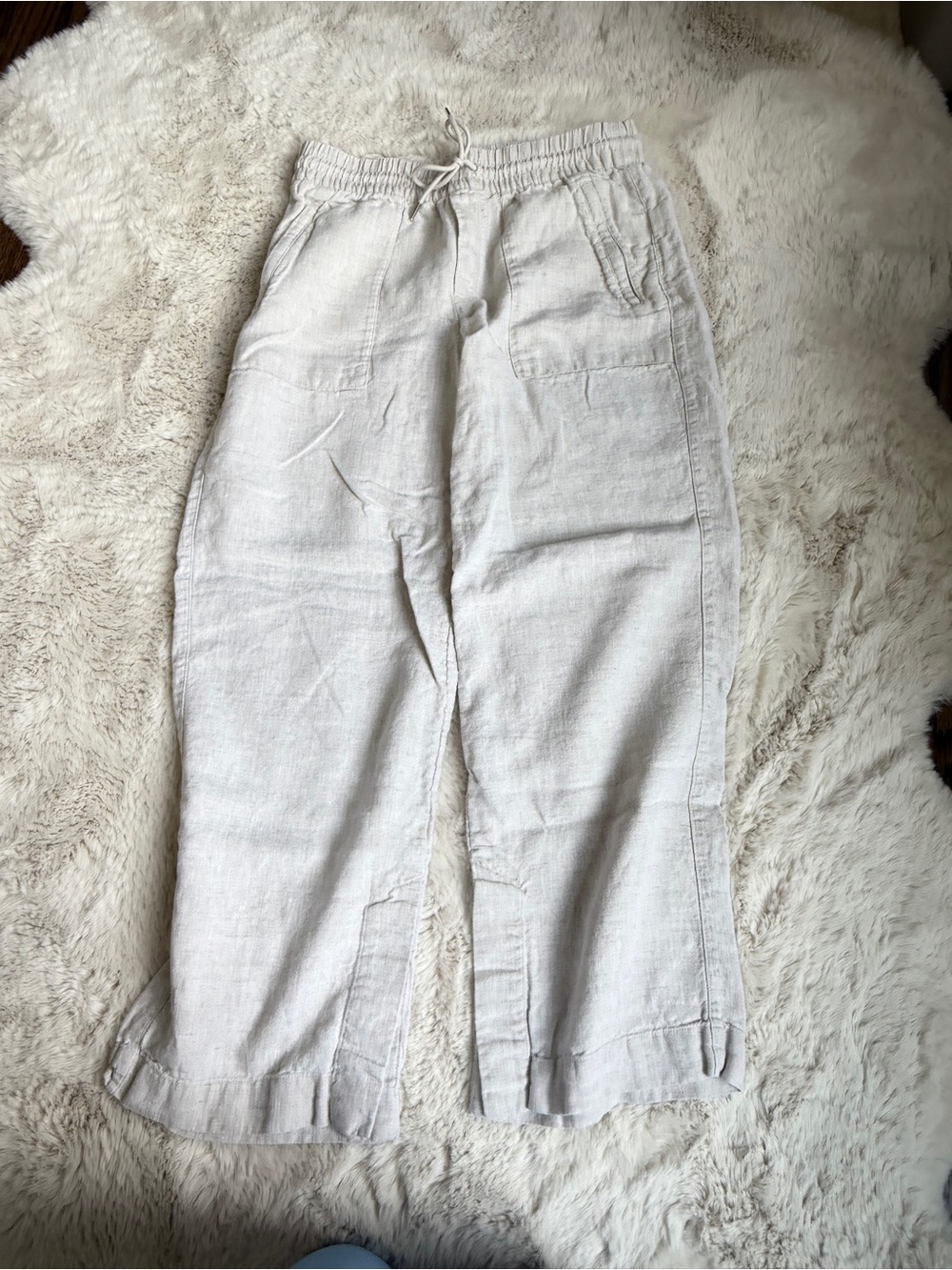 Athleta Wide Leg Linen Light Beige.  100% Linen.